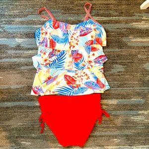 NWT Beach house blue and coral women’s tankini